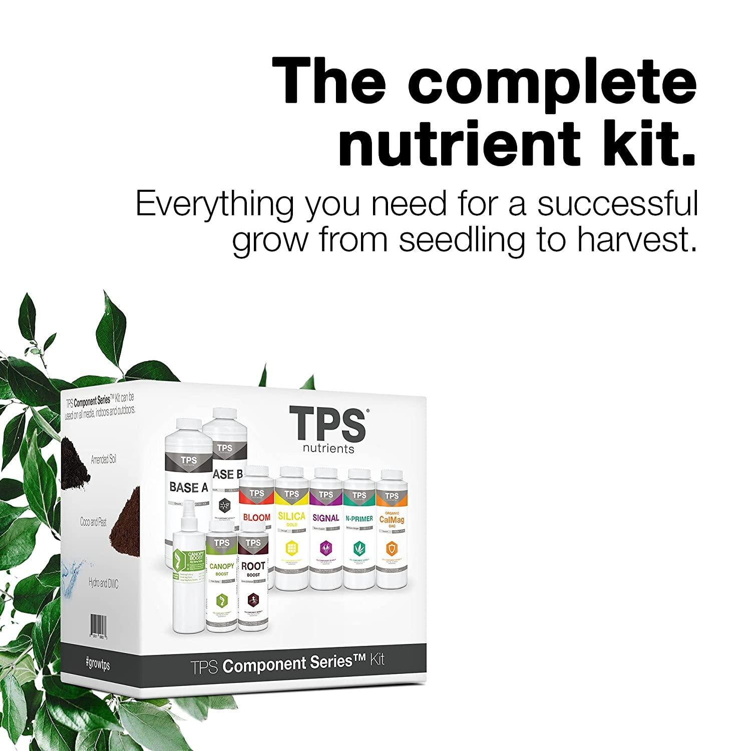 TPS Nutrients Complete Plant Nutrient Starter Kit, Fertilizer for Veg Through Bloom - Plus Guide and Foliar Spray Bottle