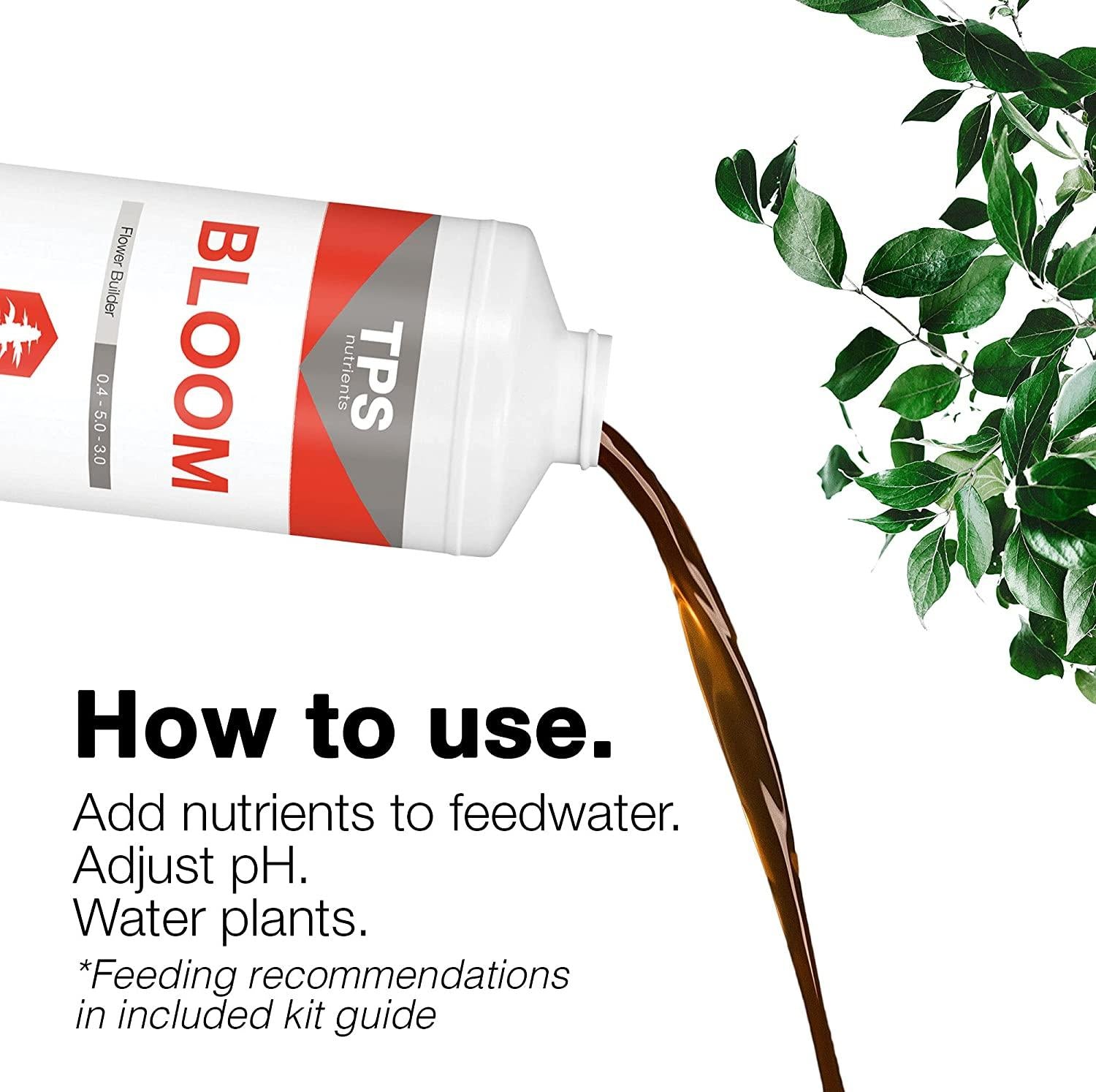 TPS Nutrients Complete Plant Nutrient Starter Kit, Fertilizer for Veg Through Bloom - Plus Guide and Foliar Spray Bottle