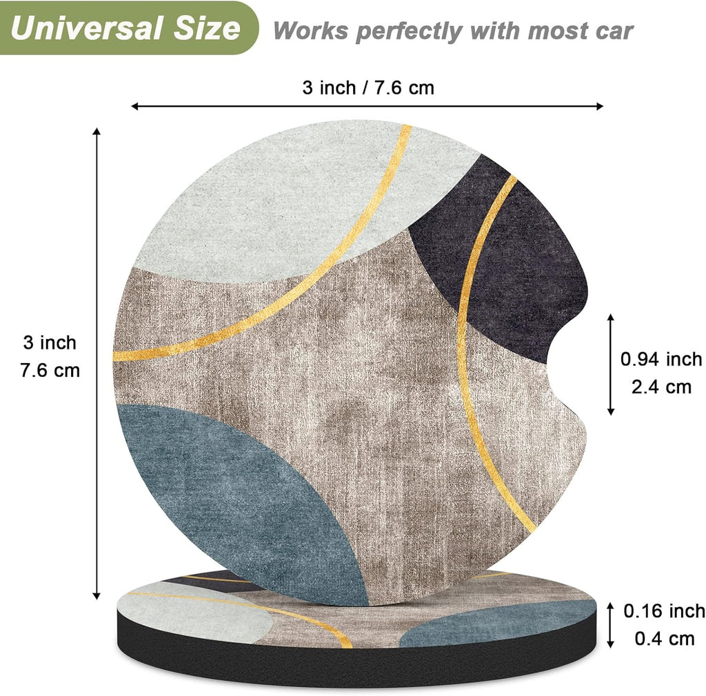 Nipichsha Car Cup Holder Coasters, Car Coasters for Cup Holders, 2 Pack Anti Slip Insert Coasters, Rubber Car Cup Mat with A Finger Notch, Cute Car Interior Accessories for Women Men(Simple Gray)