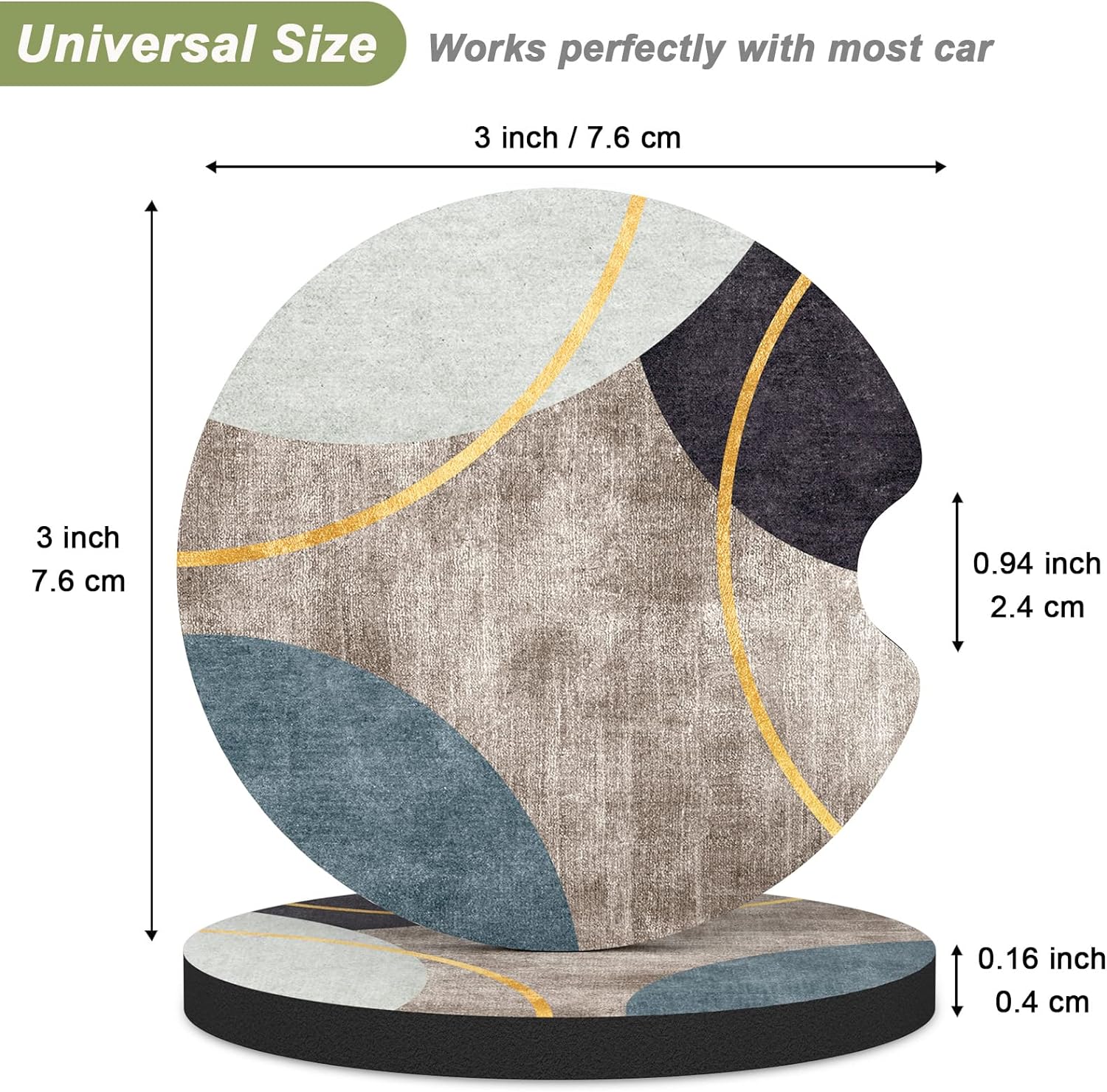 Nipichsha Car Cup Holder Coasters, Car Coasters for Cup Holders, 2 Pack Anti Slip Insert Coasters, Rubber Car Cup Mat with A Finger Notch, Cute Car Interior Accessories for Women Men(Simple Gray)