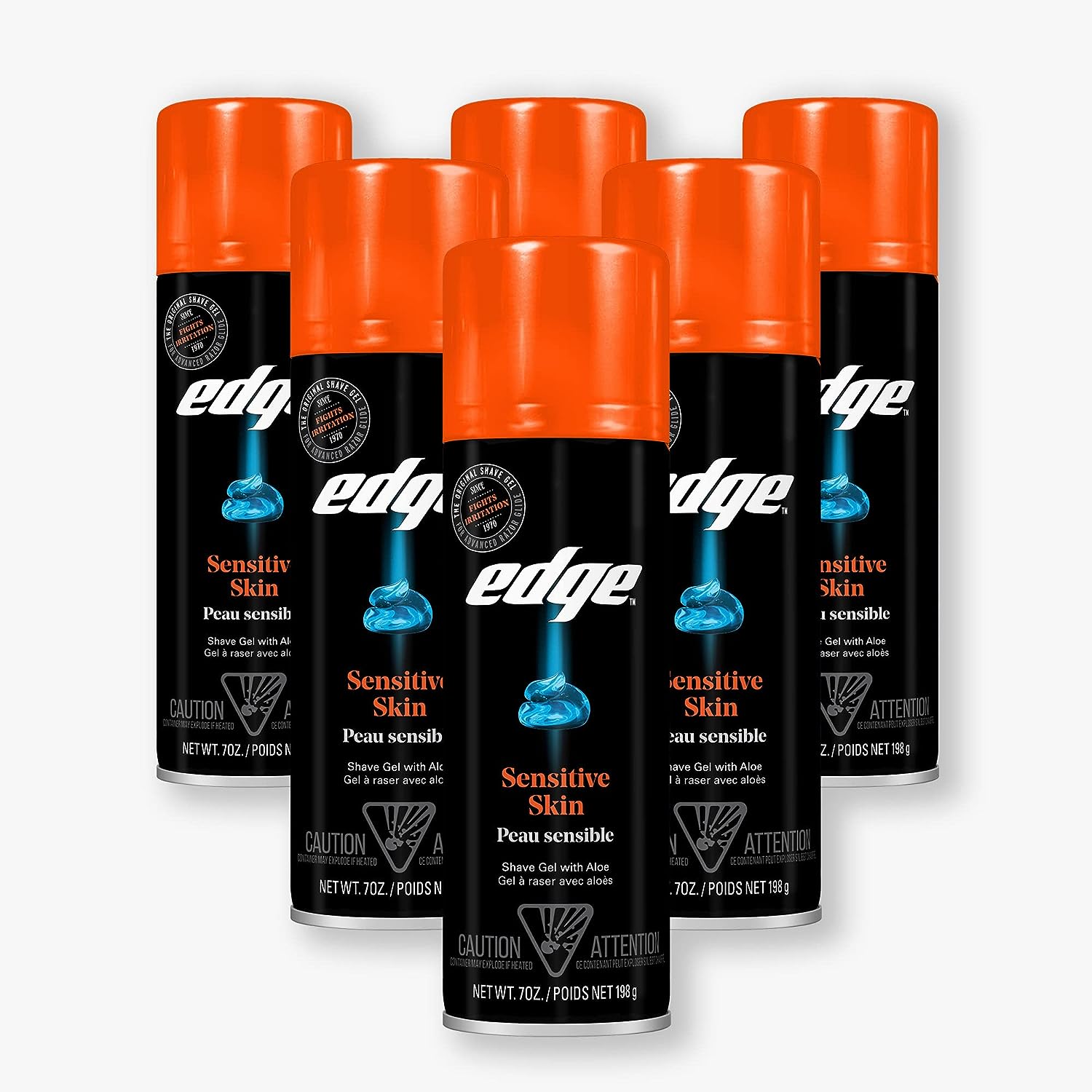 Edge Shave Gel for Men, Sensitive Skin with Aloe, 7 Ounce (Pack of 6) - Shaving Gel For Men That Moisturizes, Protects and Soothes To Help Reduce Skin Irritation