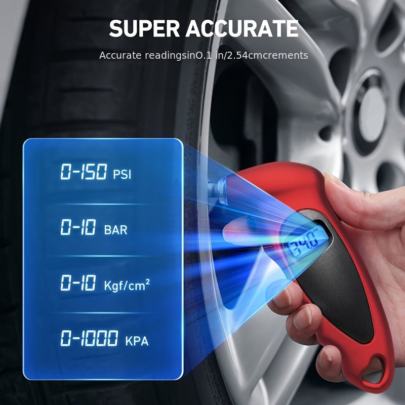 Digital Tire Pressure Gauge, 150PSI 4 Settings Tire Pressure Reader With Backlit LCD Display Low Tire Pressure Diagnostic Tools For Car Truck Bicycle