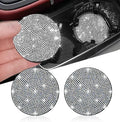 NBTEPEM 2pcs Bling Car Cup Holder Coaster, 2.75 inch Anti-Slip Shockproof Universal Fashion Car Coasters Insert Bling Crystal Rhinestone Automotive Interior Accessories for Women (2 pcs, White)