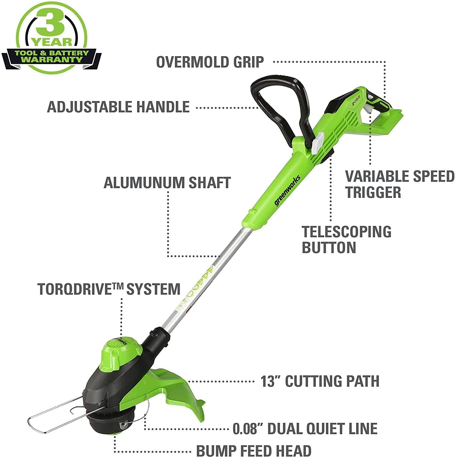 Greenworks 48V 21" Brushless Cordless Self-Propelled Electric Lawn Mower, Leaf Blower, String Trimmer, (2) 5.0Ah Batteries and Rapid Charger
