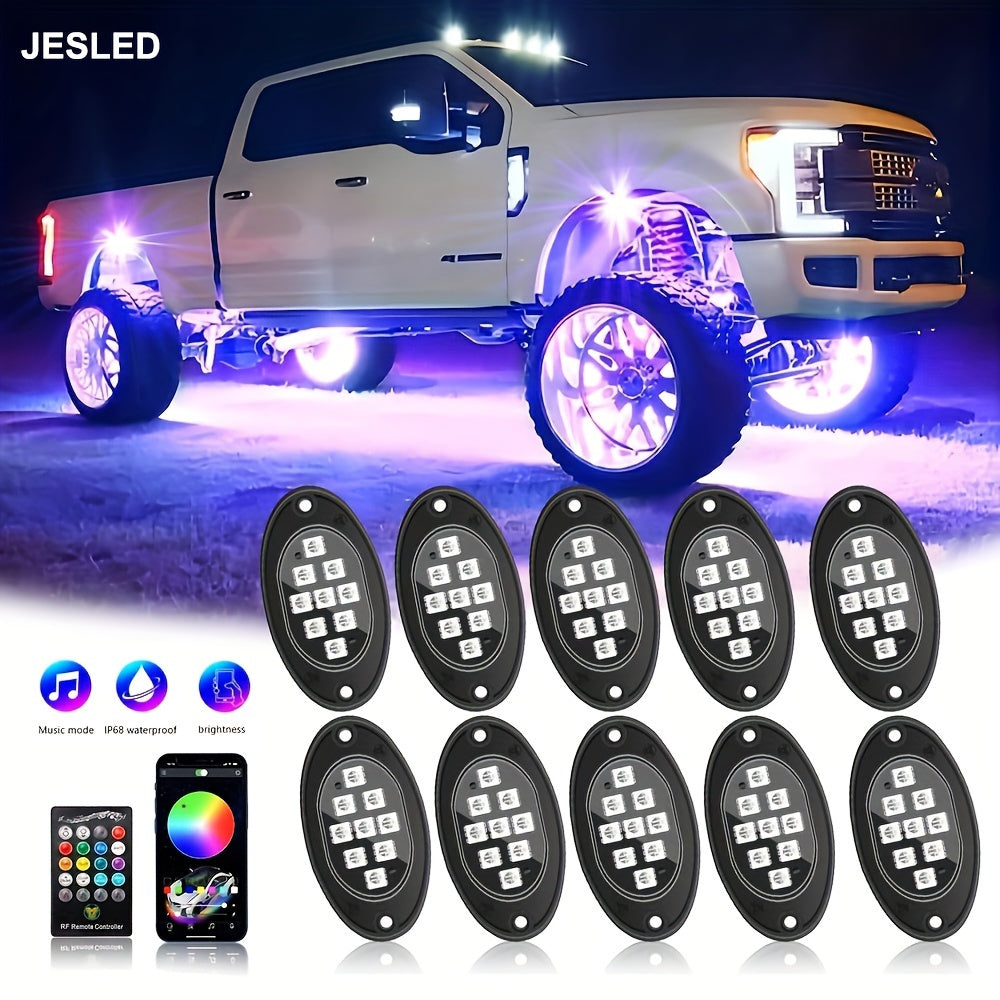 Rock Lights For Trucks, 4/6/8/10 Pods RGB LED Rock Lights With APP/Remote Control &amp; Music Mode,  For Pickup Off Road Jeep RZR SUV ATV UTV Car