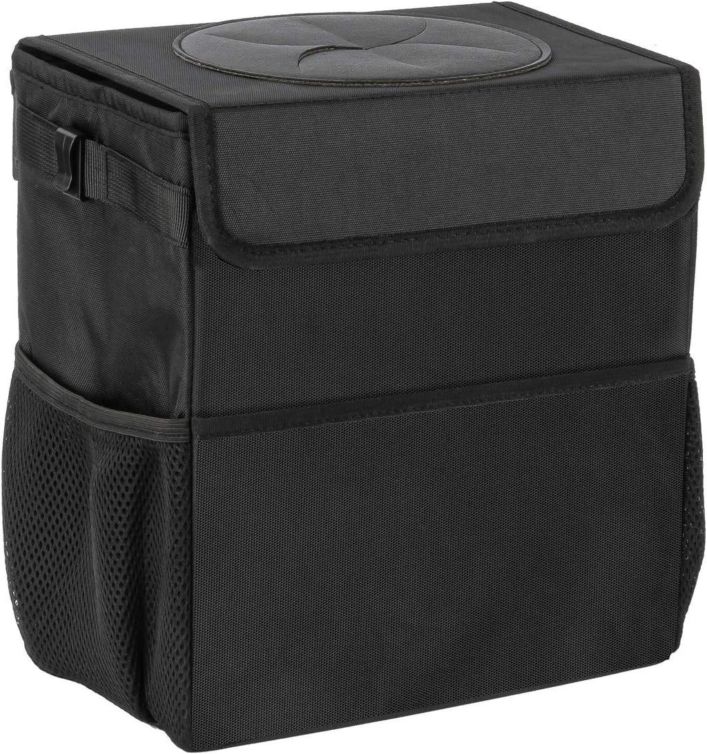 Ryhpez Car Trash Can with Lid - Car Trash Bag Hanging with Storage Pockets, Leak-Proof Collapsible Garbage Bin for Car(3.2 Gallon/12L)