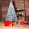 Zimtown 7ft Flocked Artificial Christmas Tree, Automatic Open Snowy Spruce Unlit Xmas Tree, 45.3" Wide