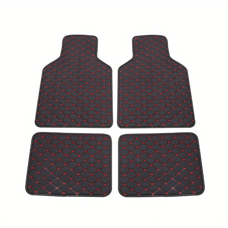 Upgrade Your Car With 4pcs Universal Waterproof Leather Car Floor Mats - Front &amp; Rear Full Set!