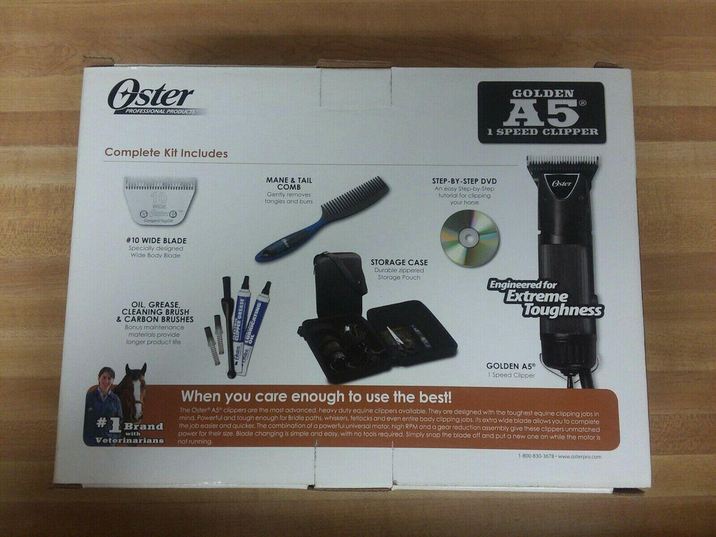 Oster Golden A5 Wide#10 Blade 1-Speed Equine/Pet Animal Clipper w/case. New