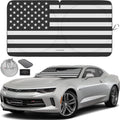 Autoamerics 1-Piece Windshield Sun Shade B&amp;W American Flag USA Patriotic  - Foldable Car Front Window Sunshade for Most Sedans SUV Truck - Blocks Max UV Rays and Keeps Your Vehicle Cool - Small