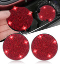 2pcs Bling Car Cup Holder Coaster, 2.75 inch Anti-Slip Shockproof Universal Fashion Vehicle Car Coasters Insert Bling Crystal Rhinestone Auto Automotive Interior Accessories for Women (2 pcs, Red)