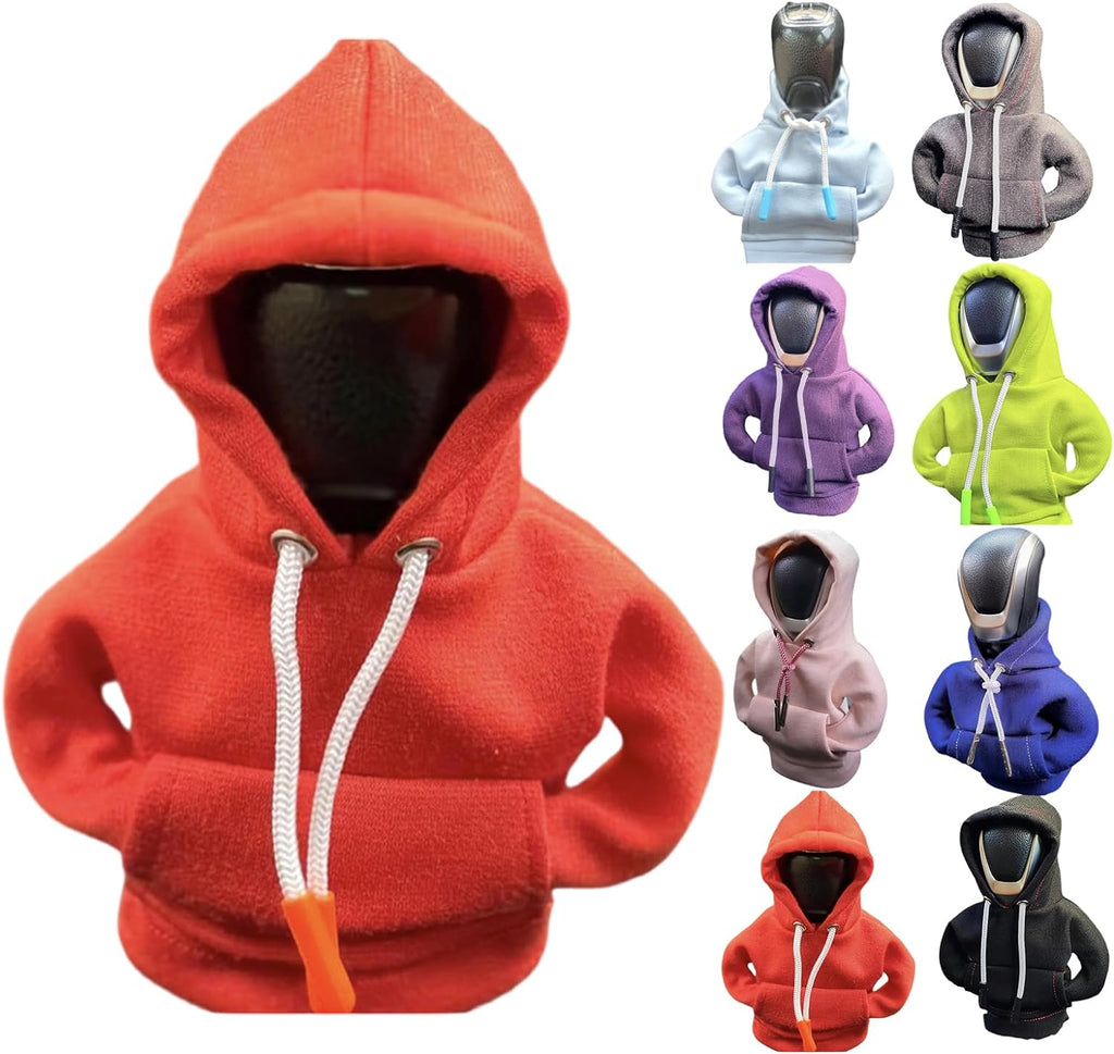 Car Shift Knob Hoodie, Funny Gear Shift Knob Shirt Sweater, Winter Warm Shift Knob Cover Sweater Shirt, Automotive Interior Novelty Accessories Decorations, Universal Fit Knob Cover Gift (Orange)