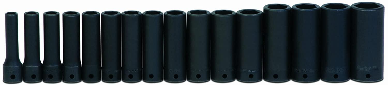 Williams MS-14-16RC 16-Piece 1/2-Inch Drive Metric Deep 6 Point Impact Socket Set
