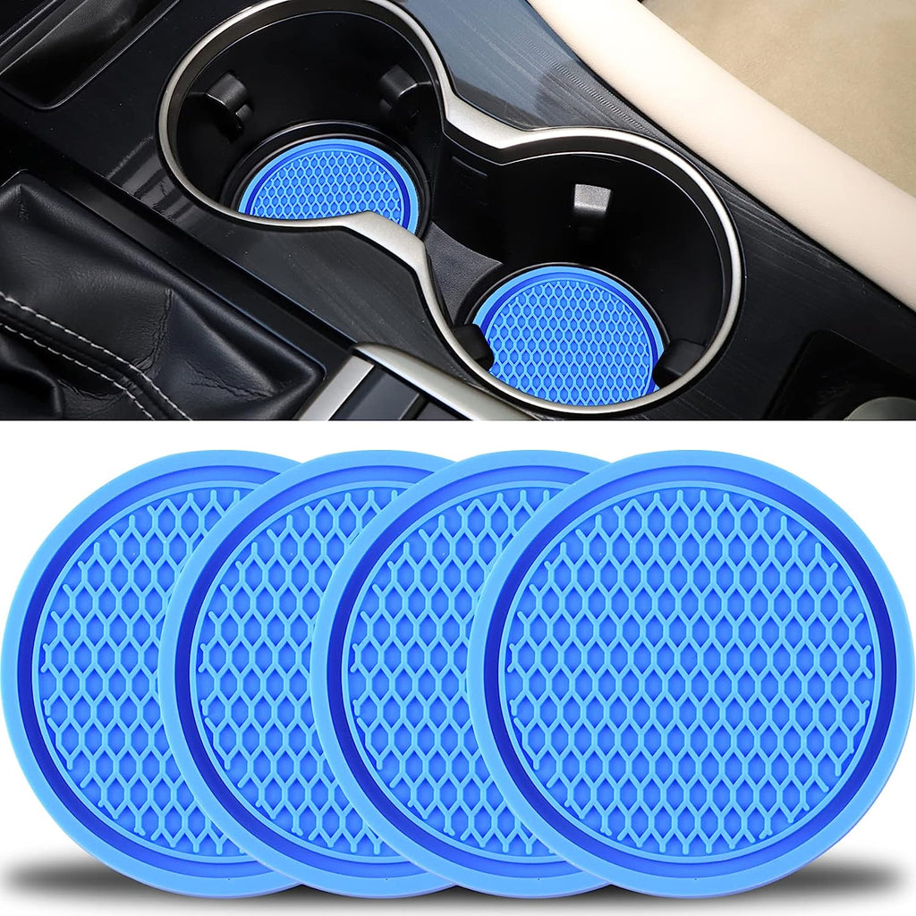 SINGARO Car Cup Coaster, 4PCS Universal Non-Slip Cup Holders Embedded in Ornaments Coaster, Car Interior Accessories, Blue