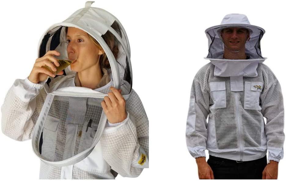 OZ ARMOUR Beekeeping Ventilated Jacket Ultra Cool 3 Layers Mesh with 2 Hoods Fencing and Round Brim Hat (XXXX-Large)