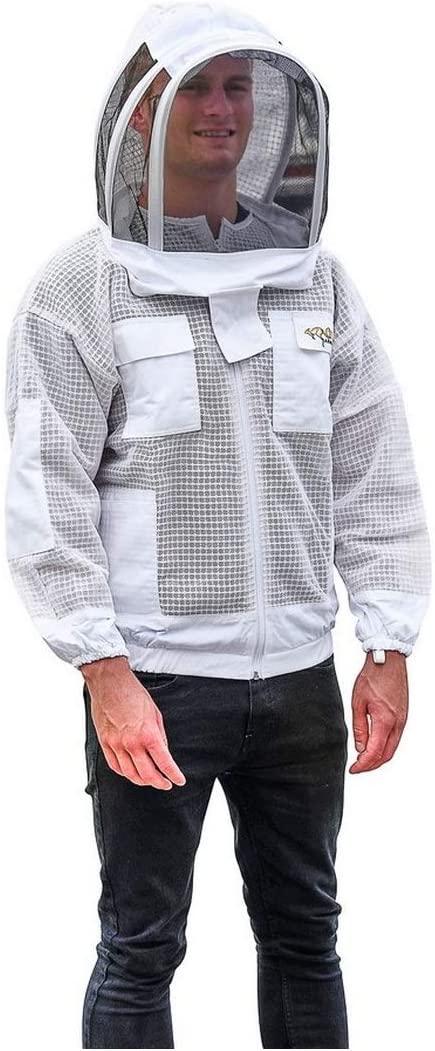 OZ ARMOUR Beekeeping Ventilated Jacket Ultra Cool 3 Layers Mesh with 2 Hoods Fencing and Round Brim Hat (XXXX-Large)