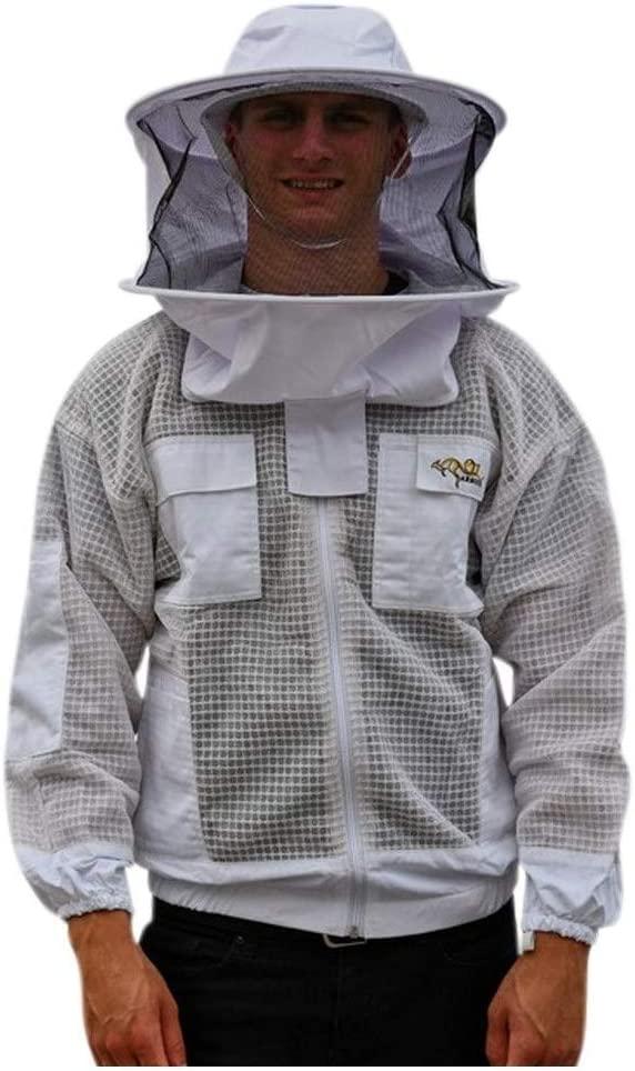 OZ ARMOUR Beekeeping Ventilated Jacket Ultra Cool 3 Layers Mesh with 2 Hoods Fencing and Round Brim Hat (XXXX-Large)