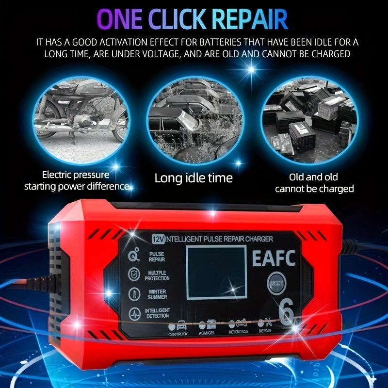 Car Battery Charger, 12V 6A Smart Battery Trickle Charger Auto 12V 24V Battery Maintainer For Car Truck Motorcycle Lawn Mower Marine Lead Acid Charger