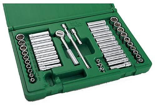 SK Hand Tool 91844 Socket Set - 44 Piece Metric Assortments, Corrosion Resistant, Heavy Duty Fractional Units. Individual Drive Sockets