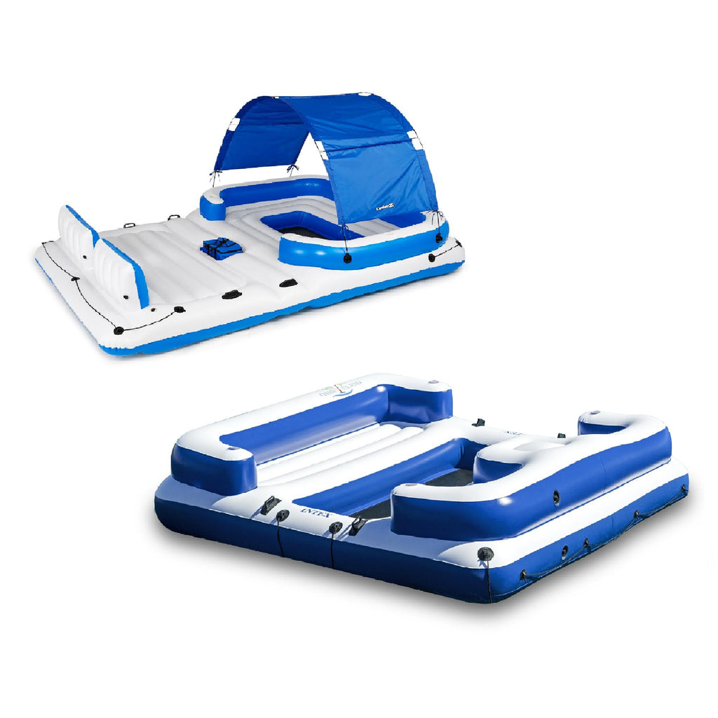 CoolerZ 6 Person Floating Island Lake/Pool Loun&amp; 5 Person Raft