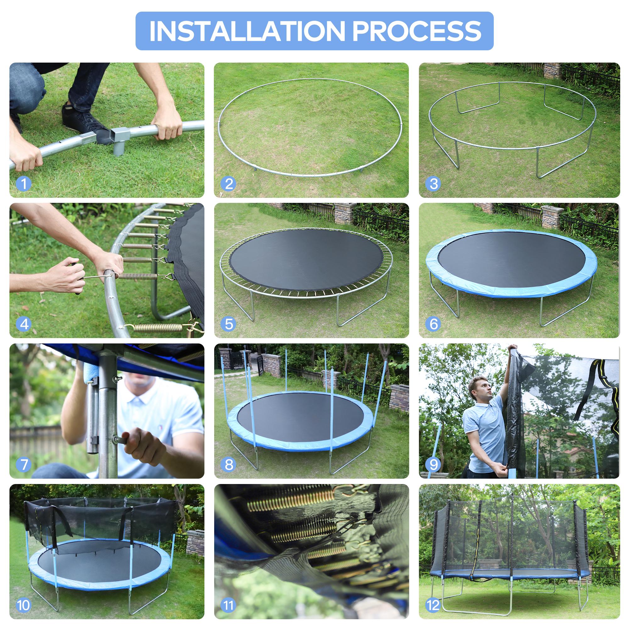 Famistar 14FT Trampoline with Safety Enclosure Net, ASTM Approved Jump Recreational Trampoline, Combo Bounce Outdoor Backyard Trampoline for Kids Adults Family (Up to 4-5 Kids)