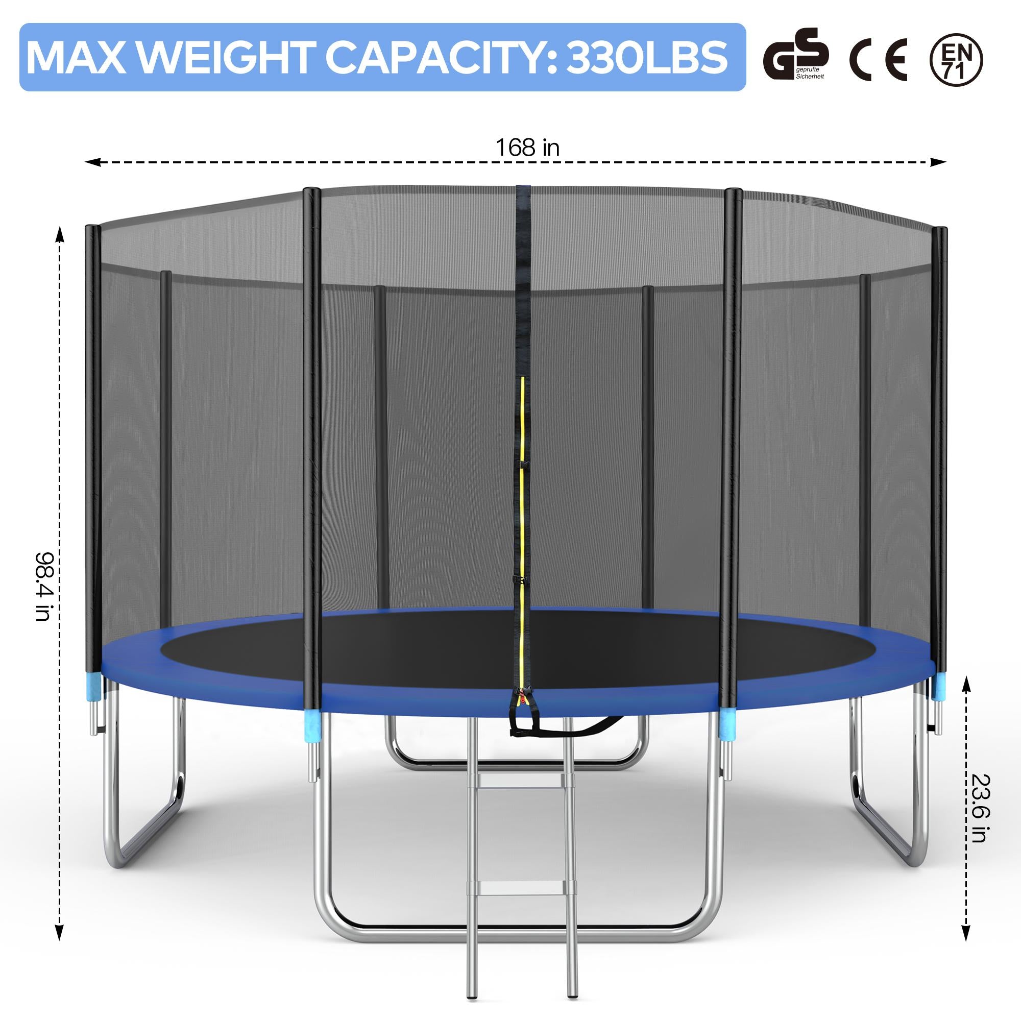 Famistar 14FT Trampoline with Safety Enclosure Net, ASTM Approved Jump Recreational Trampoline, Combo Bounce Outdoor Backyard Trampoline for Kids Adults Family (Up to 4-5 Kids)