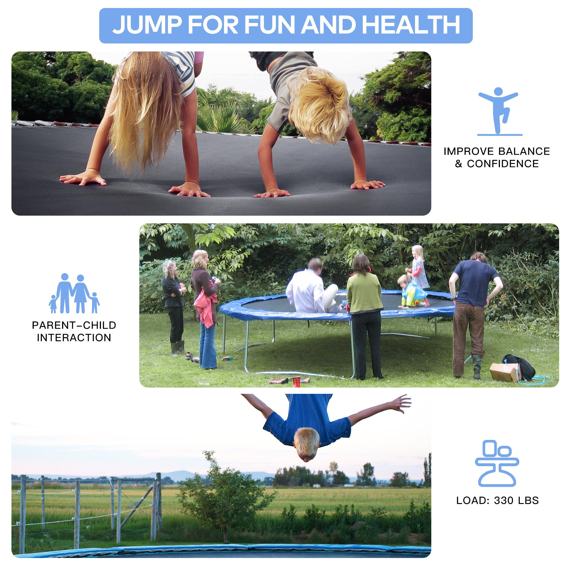 Famistar 14FT Trampoline with Safety Enclosure Net, ASTM Approved Jump Recreational Trampoline, Combo Bounce Outdoor Backyard Trampoline for Kids Adults Family (Up to 4-5 Kids)