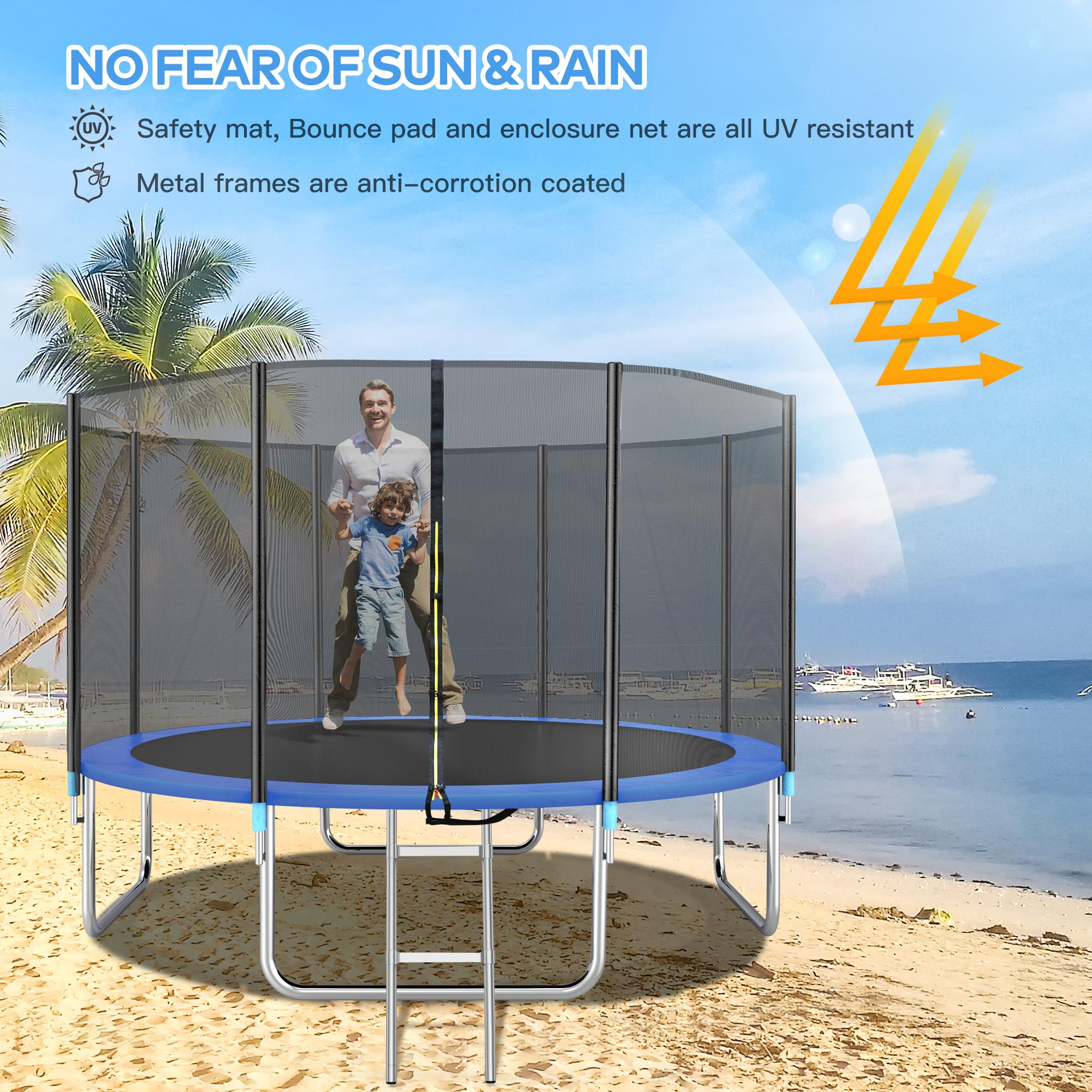 Famistar 14FT Trampoline with Safety Enclosure Net, ASTM Approved Jump Recreational Trampoline, Combo Bounce Outdoor Backyard Trampoline for Kids Adults Family (Up to 4-5 Kids)