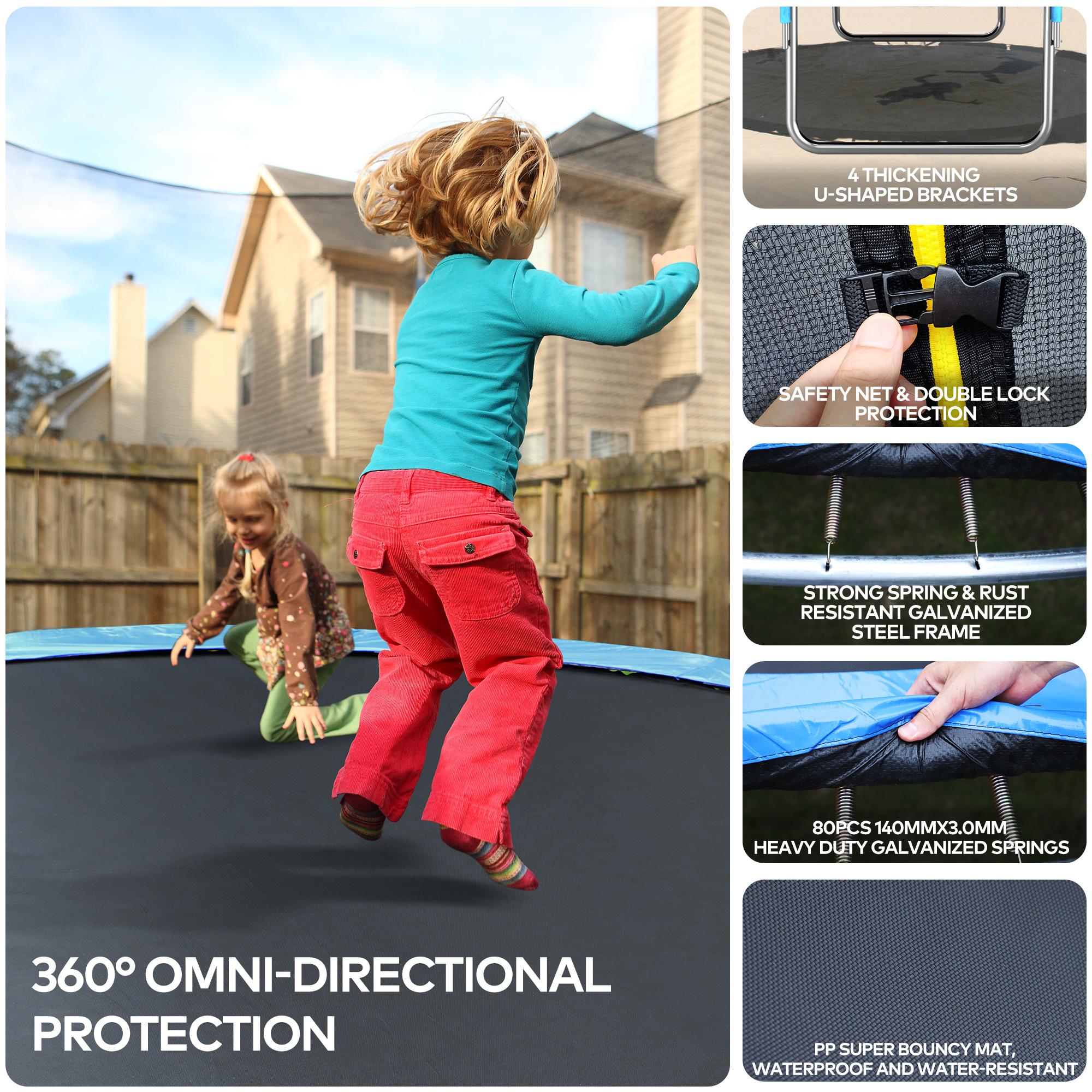 Famistar 14FT Trampoline with Safety Enclosure Net, ASTM Approved Jump Recreational Trampoline, Combo Bounce Outdoor Backyard Trampoline for Kids Adults Family (Up to 4-5 Kids)