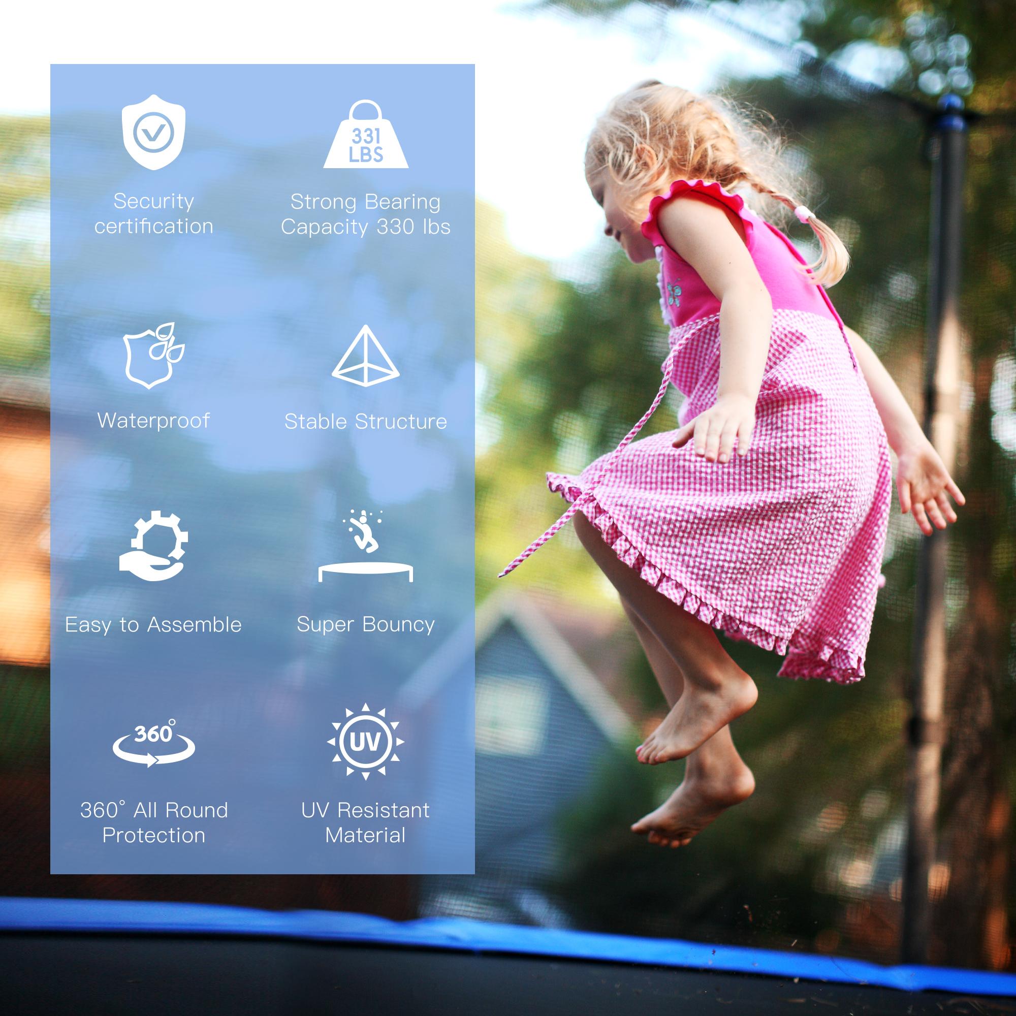 Famistar 14FT Trampoline with Safety Enclosure Net, ASTM Approved Jump Recreational Trampoline, Combo Bounce Outdoor Backyard Trampoline for Kids Adults Family (Up to 4-5 Kids)