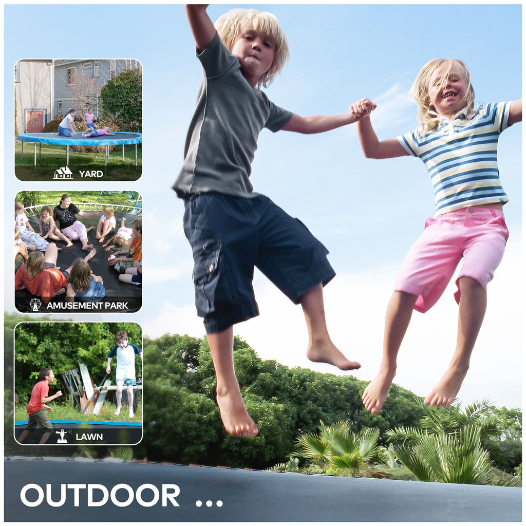 Famistar 14FT Trampoline with Safety Enclosure Net, ASTM Approved Jump Recreational Trampoline, Combo Bounce Outdoor Backyard Trampoline for Kids Adults Family (Up to 4-5 Kids)