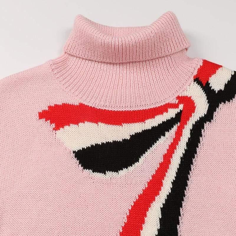 slim pink knitted sweater