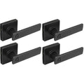 WestMatte Black Bed and Bath Door Lever with Square Rose (4-Pack)