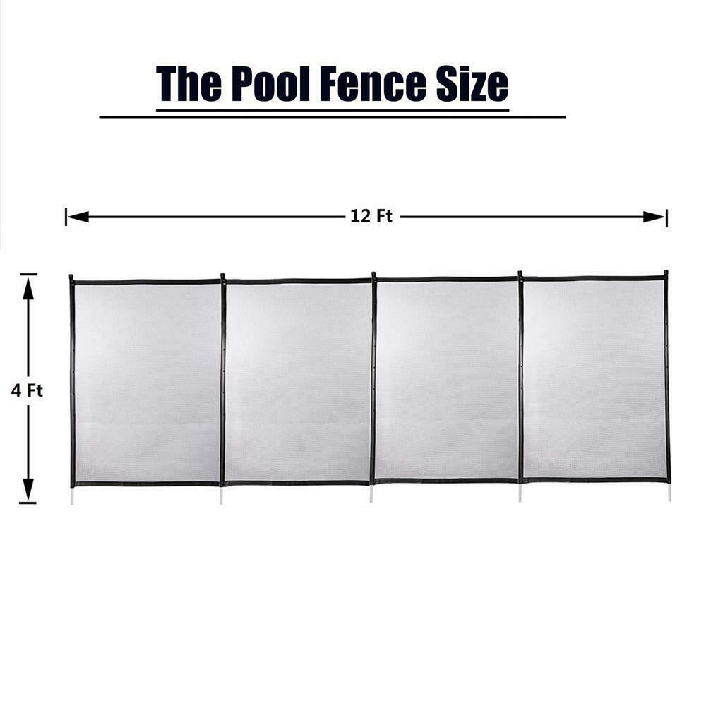 4x12 Ft Outdoor Pool Fence with Section Kit Removable Mesh Barrier for Pools