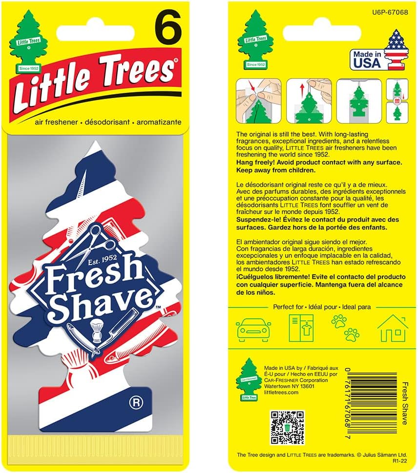 LITTLE TREES Air Fresheners Car Air Freshener. Hanging Tree Provides Long Lasting Scent for Auto or Home. Fresh Shave, 24 Air Fresheners