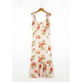 elastic floral print midi dress