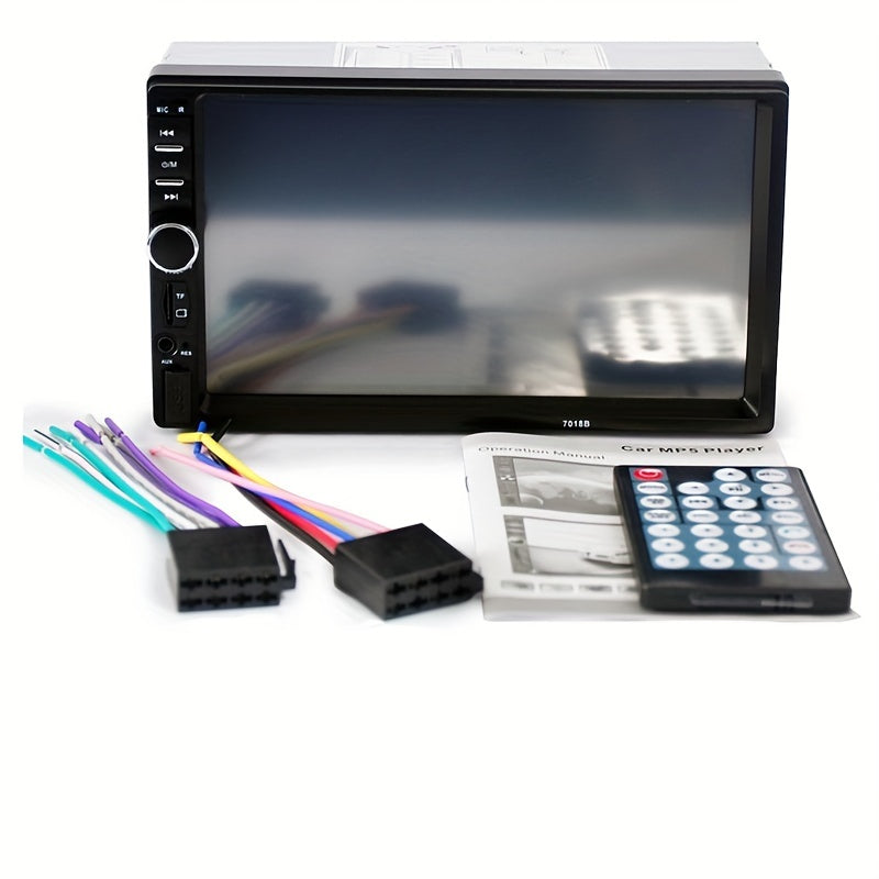 Car Audio System With This 7-inch Dual Spindle Universal LCD Touch Screen Stereo Radio Includes Rear View Camera USB/AUX/FM Remote Control MP4 Player