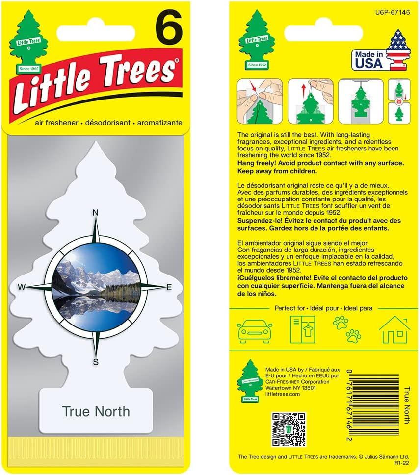 LITTLE TREES Air Fresheners Car Air Freshener. Hanging Tree Provides Long Lasting Scent for Auto or Home. True North, 24 Air Fresheners