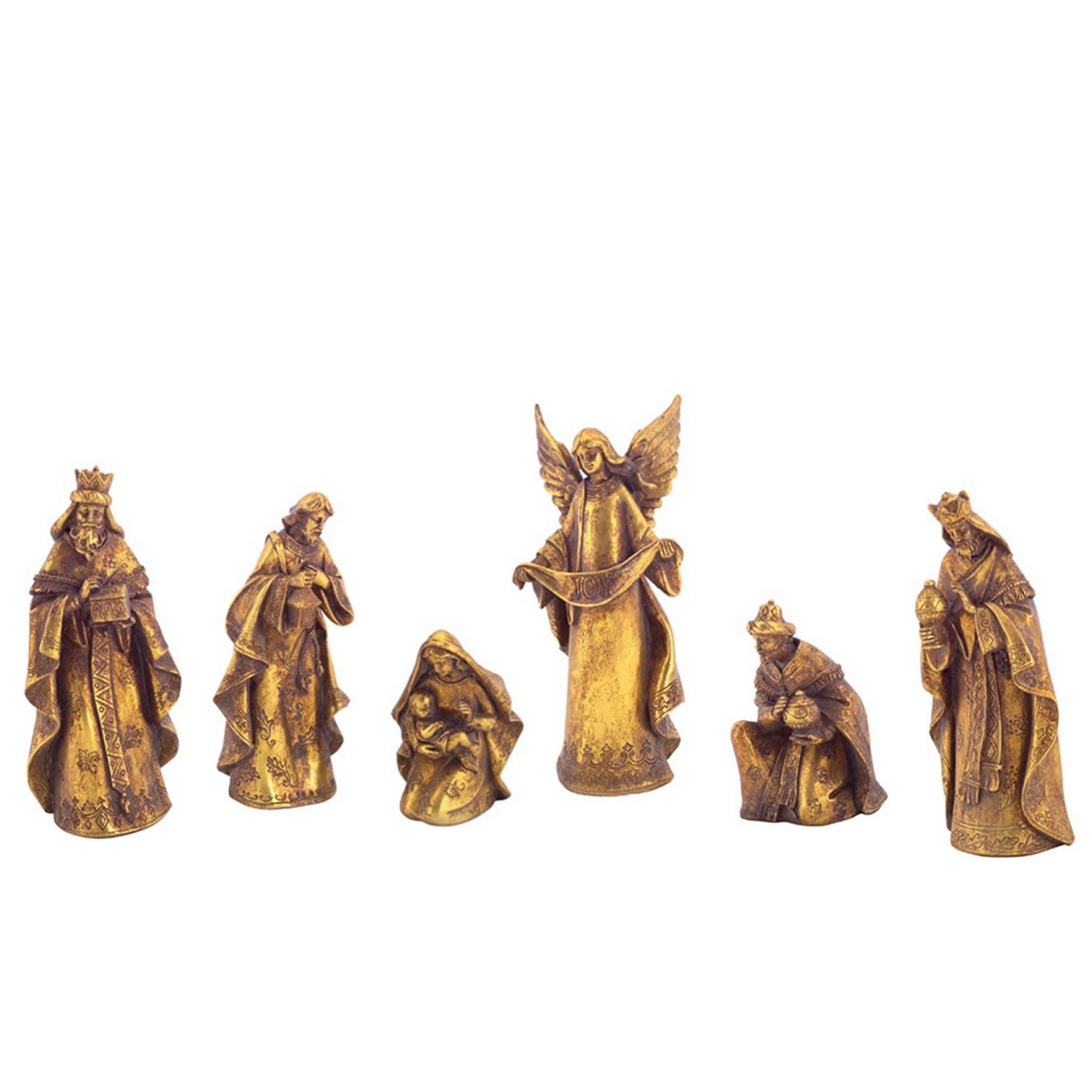 Set of 6 Gold Religious Nativity Scene Christmas Tabletop Figurines 9.5"