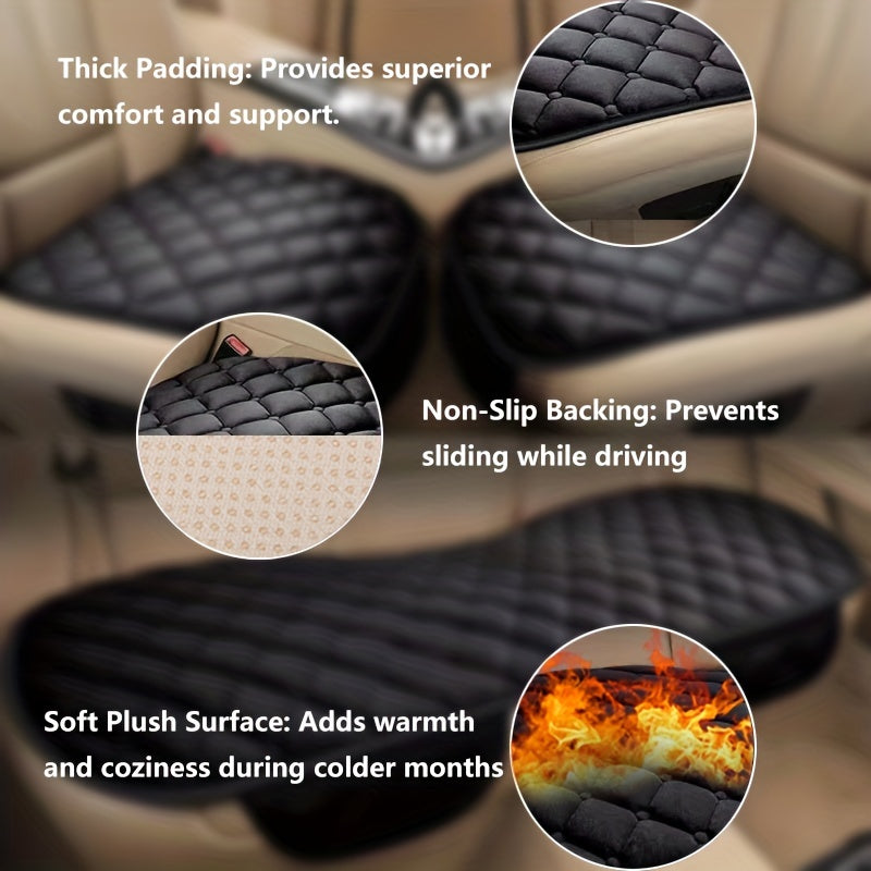 1pc / 3 Pcs Car Seat Cushion, Non-Slip Rubber Bottom With StoraPouch,Premium Comfort Memory Silk Cotton, Car Seat Pad Universal