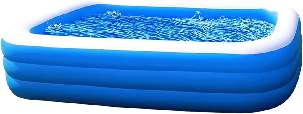 family size swimming pool, + built-in drain plugs 149 long x 109 wide x 50 cm high - large inflatable professional above ground swim center, perfect for summer outdoor back
