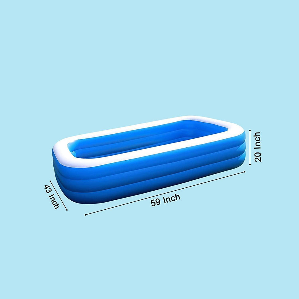 family size swimming pool, + built-in drain plugs 149 long x 109 wide x 50 cm high - large inflatable professional above ground swim center, perfect for summer outdoor back