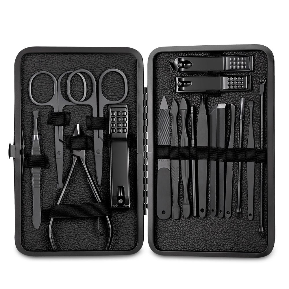 Classic Black Manicure Set Hand Feet Facial  Steel Accessories, 5 Choices