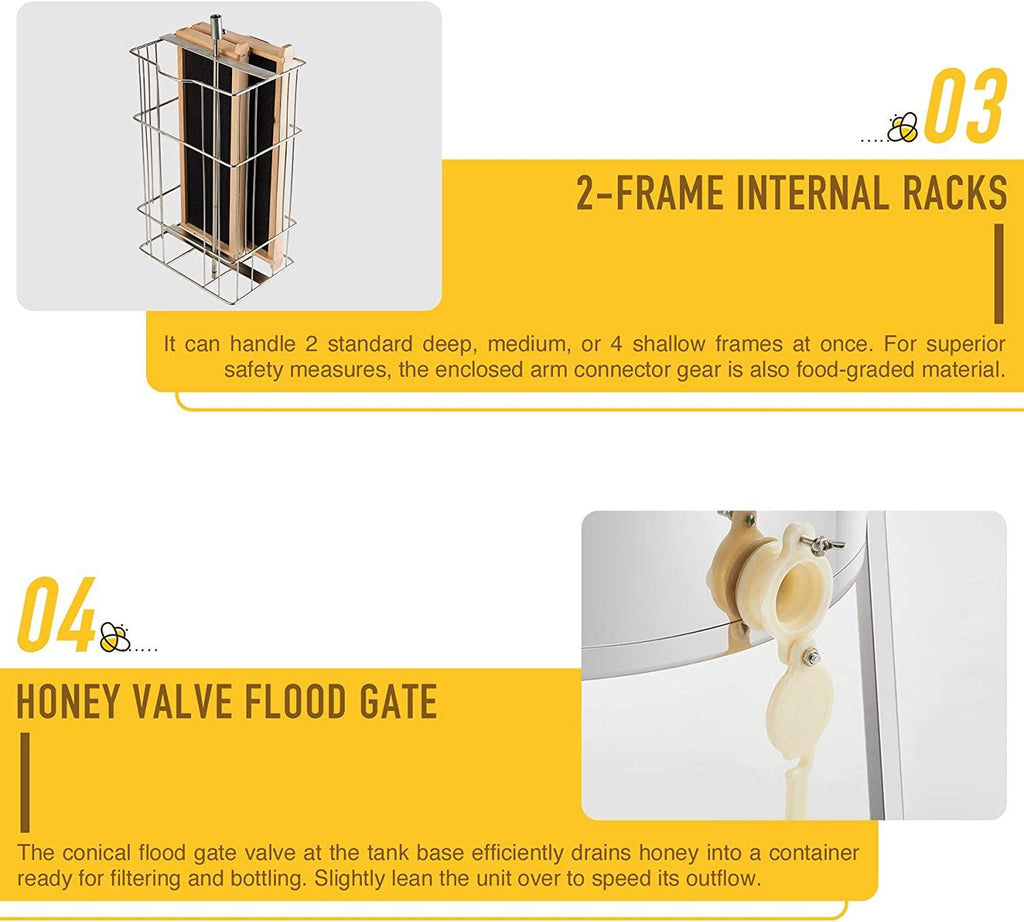 LETRA Electric Honey Extractor Separator,  Steel Honeycomb Spinner, Honeycomb Bee Frame Spinner Beekeeping Extraction Apiary CentrifuEquipment