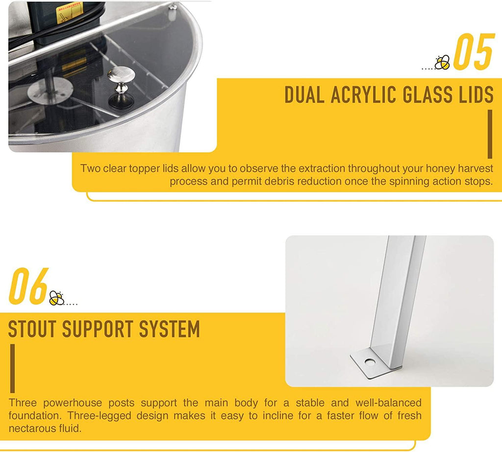 LETRA Electric Honey Extractor Separator,  Steel Honeycomb Spinner, Honeycomb Bee Frame Spinner Beekeeping Extraction Apiary CentrifuEquipment