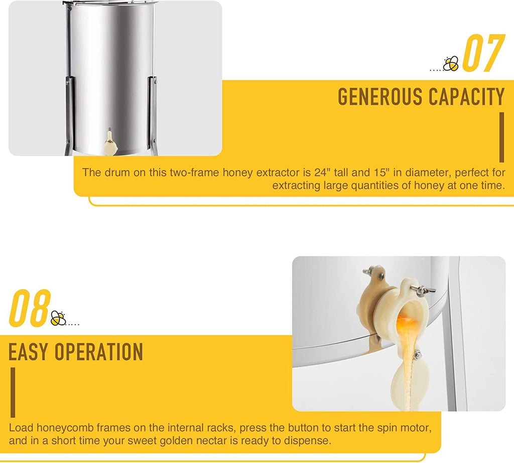LETRA Electric Honey Extractor Separator,  Steel Honeycomb Spinner, Honeycomb Bee Frame Spinner Beekeeping Extraction Apiary CentrifuEquipment