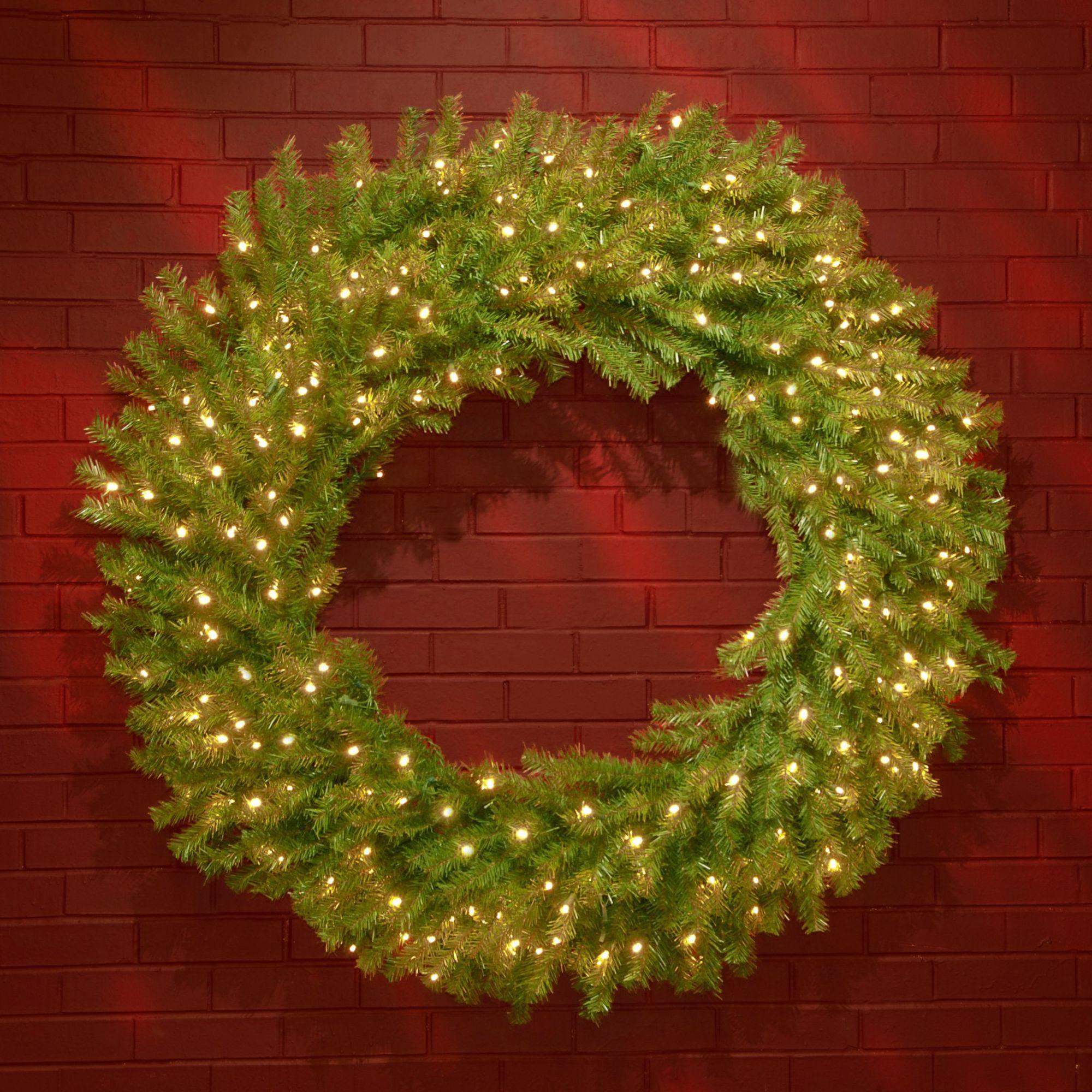 National Tree Company Metal Prelit Full Wreath, (Green)