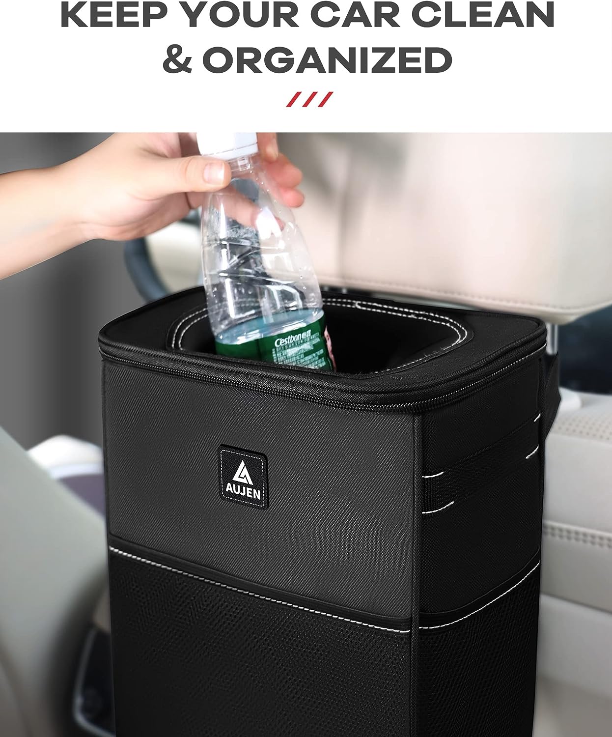 AUJEN Trash Can- Easy-to-Install Car Accessory Interior - Leak-Proof Organizer and Storage Bag for The Back/Front/Console of Any Cars,Sedans, SUVs &amp; Trucks