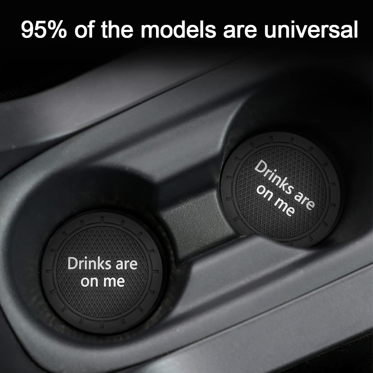 8sanlione Car Cup Coaster, 4Pcs 2.75 Inch Auto Cup Holder Insert Coasters, Non-Slip Waterproof Embedded Drink Mat, Automotive Interior Accessories for Men and Women (B Black/4PCS)