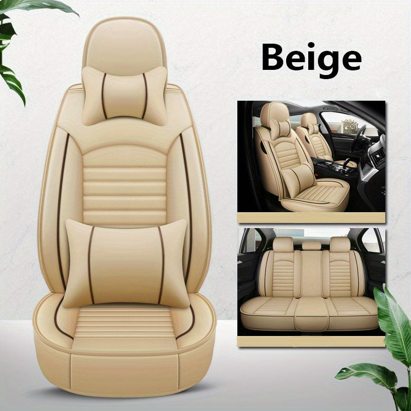5-seat All-inclusive Car Seat Cover PU Leather Four Seasons Universal Car Seat Protector Compatible With Five-seat Car Pickup Truck SUV Off-road